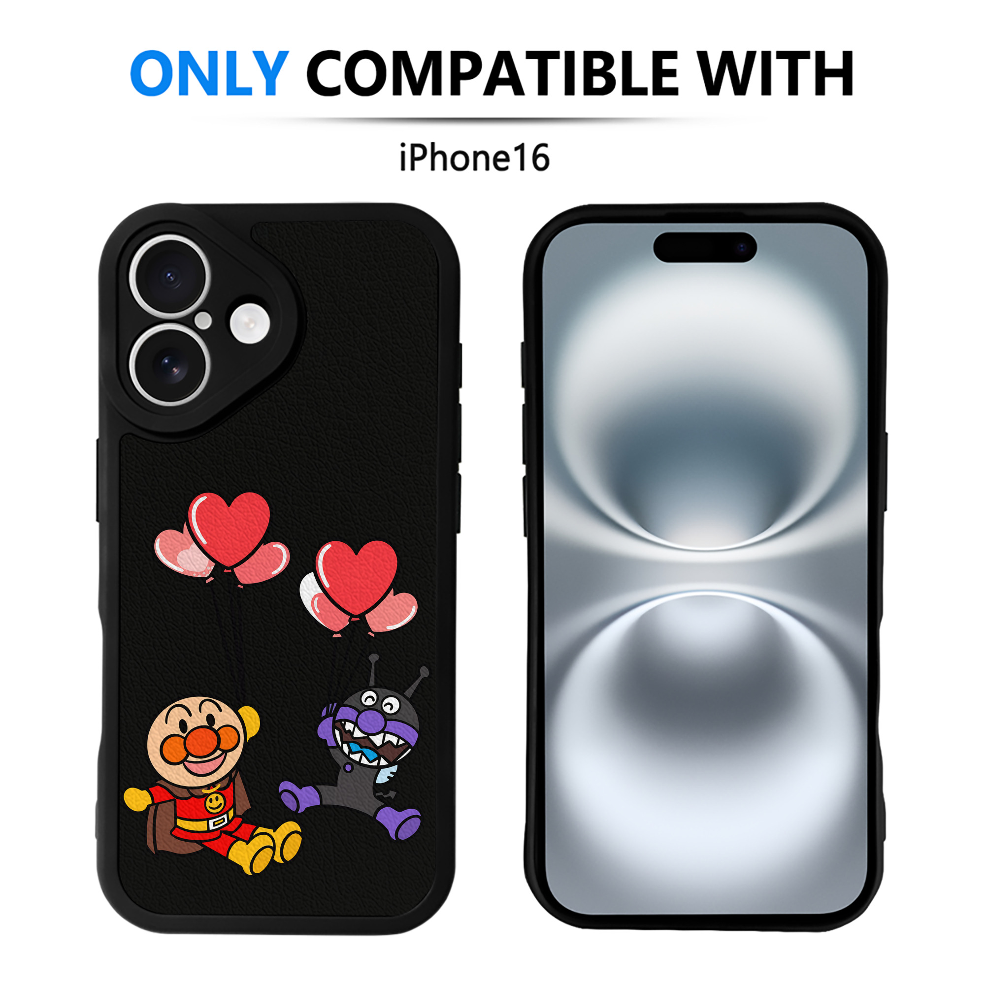 （画像用） アンパンマン Anpanman 【iPhone 16シリーズ対応】シリコンスマホケース（レザー調） 材質：シリコン
